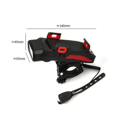 RidePower 4-en-1 – Support Lampe, Klaxon, Power Bank