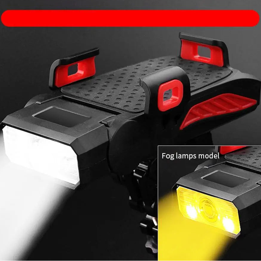 RidePower 4-en-1 – Support Lampe, Klaxon, Power Bank